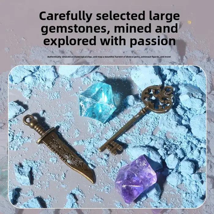 Boîte aveugle de chasse au trésor pour enfants archéologique avec pierre précieuse d'excavation interactive éducative et unique pour occasions spéciales