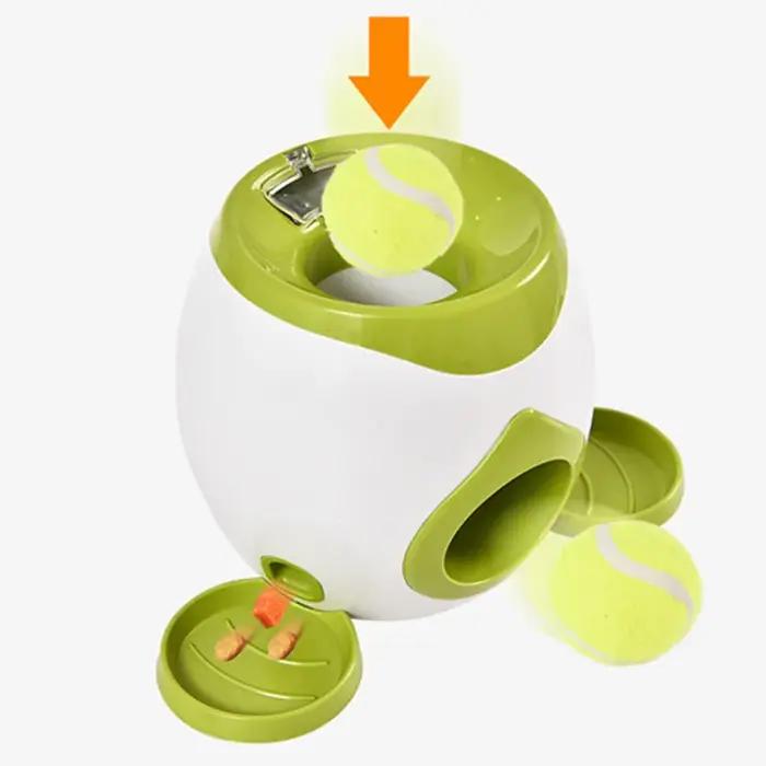 Lanceur de balles intelligent pour chiens avec distributeur de friandises, machine à récompenses alimentaires et balles de tennis pour petits chiens occasionnellement amusantes et instructives