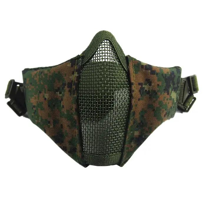 Masque tactique demi-visage Airsoft pliable en maille métallique