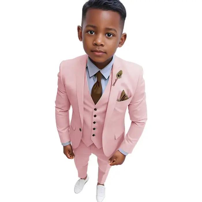 Ensemble de costume formel pour garçons de 3 à 16 ans, trois pièces, smoking élégant pour mariage, f