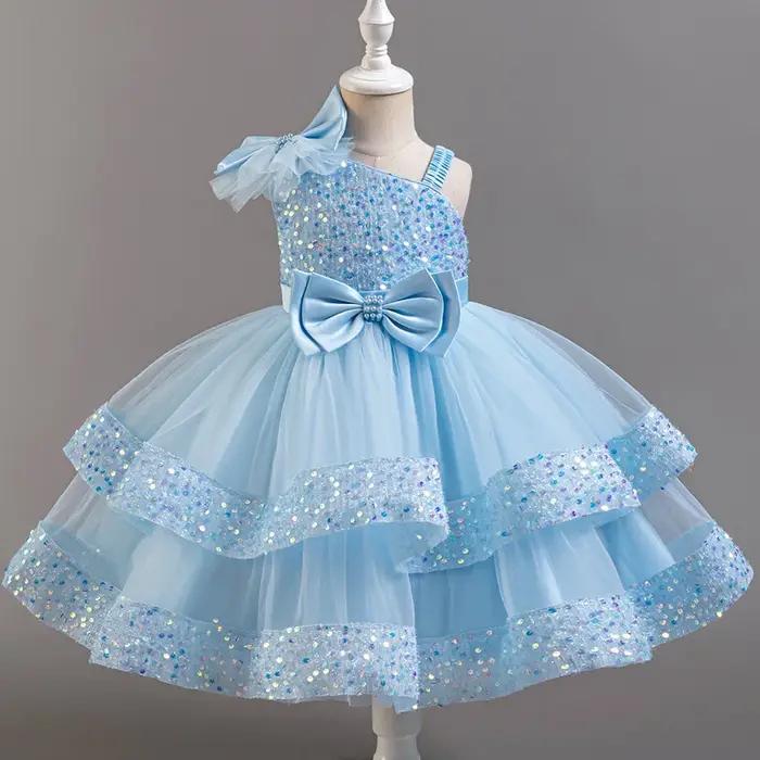 Fleur princesse paillettes bébé mariage fête de noël courte robe sans manches fête d'anniversaire ma