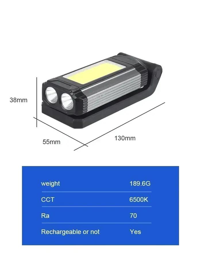 Lampe de travail magnétique COB, Rechargeable par USB, lampe de poche LED, lanterne Portable, lampe