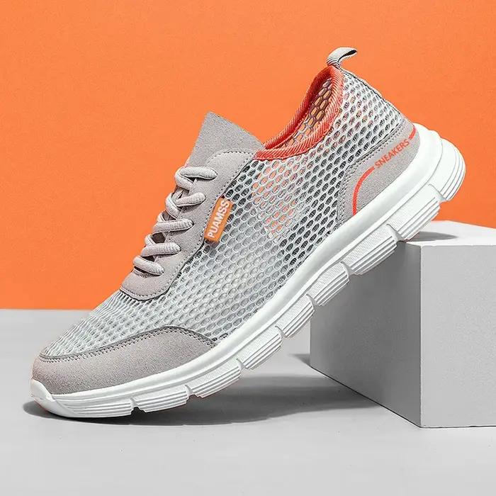 Sneakers pour hommes en polyester, baskets légères et respirantes pour course, chaussures de course pour hommes, sneakers stables et confortables pour débutants