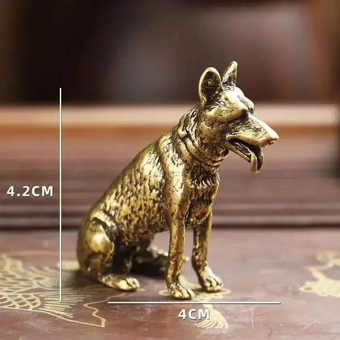 Mini-figurine de chien porte-bonheur en cuivre vintage, petits ornements de bureau d'Auckland, laito