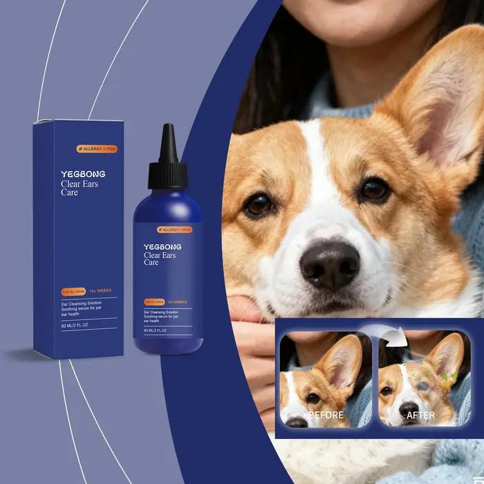 Nettoyant liquide pour oreilles de chien, éliminateur de cérumen et de saleté, soulagement des déman