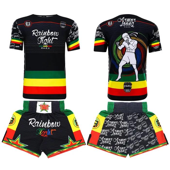 Ensemble d'entraînement de compétition de Muay Thai MMA - T-shirt à manches courtes et short pour les arts martiaux