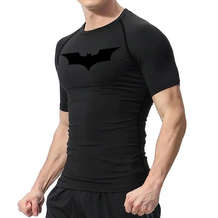 Chemises de Compression imprimées chauve-souris pour hommes, été, manches courtes, protection contre