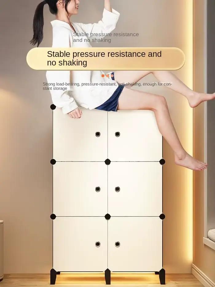 Armoire à vêtements pliable en plastique anti-poussière, meubles de chambre à coucher, meubles de ma