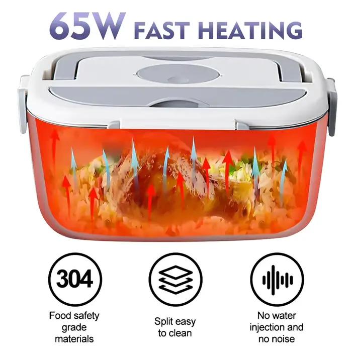 Boîte à déjeuner électrique 65W 1,5 l, chauffe-aliments Portable pour voiture ou maison, anti-fuite,