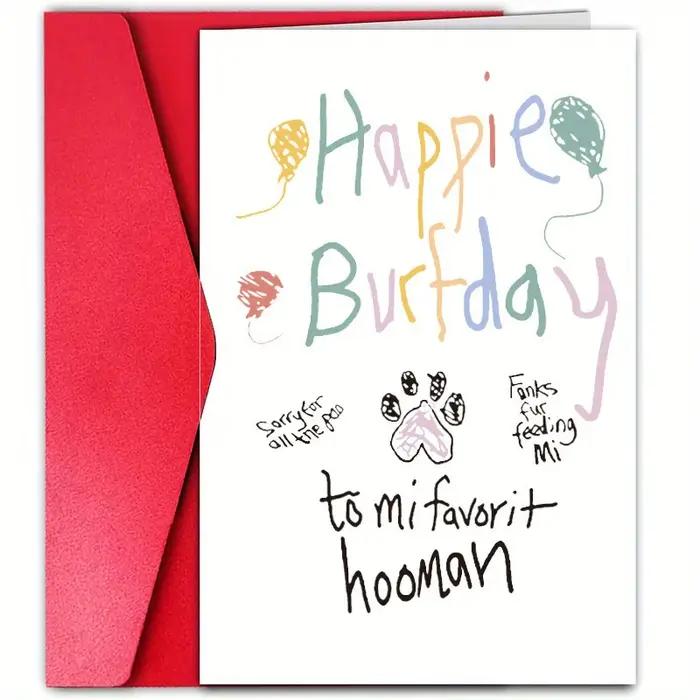 Carte d'anniversaire amusante pour propriétaire de chien, avec motif de patte d'animal, carte de vœu