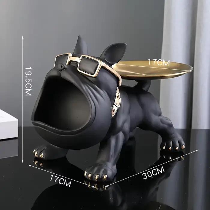 30 cm/11.8 pouces décor à la maison bouledogue Figurine chien Statue clé boîte de rangement Animal o