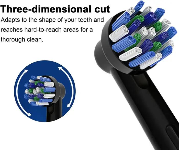 Recharge de têtes de brosse à dents croisées noires, pour Oral B Braun Pro 500/1000/1500/3000/3757/5