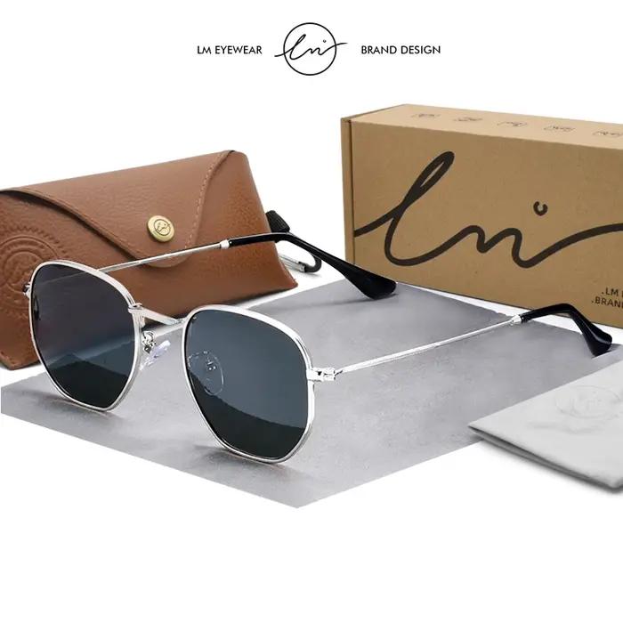 LM nouvelle mode femmes hexagone lunettes de soleil hommes rétro polarisé conduite revêtement miroir