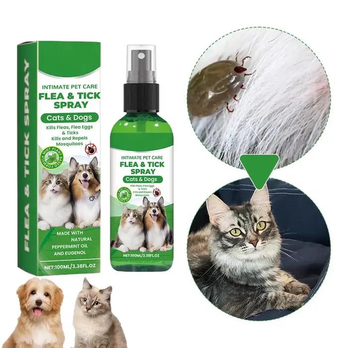 Spray anti-puces et tiques pour chiens et chats 100ml – Éliminateur de puces