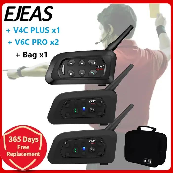 EJEAS V4C PLUS + V6C PROx2 Football 3 arbitre Interphone casque 1200M Football Full Duplex Bluetooth