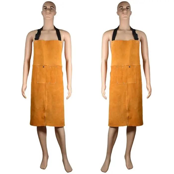 Tablier de soudeur en peau de vache vêtement de travail tablier de soudage en cuir pour protection maximale sans manches occassions spéciales