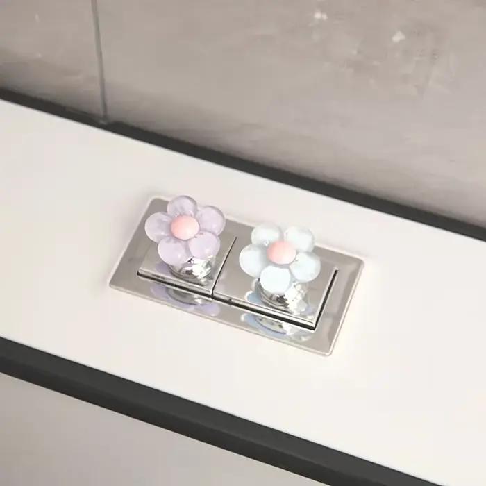2 boutons de chasse d'eau élégants en forme de fleur - anti-rayures, adaptés à la décoration de la s