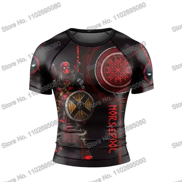 Vikings 2 Vêtements de surf BJJ MMA Hommes Rashguard Manche courte T-Shirt de plongée moulant Maillots de bain Été Combinaison flottante de plage Femmes Hauts de gym