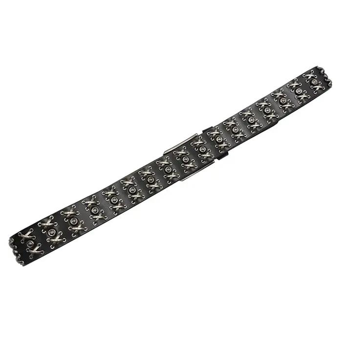 Rivet en métal Cowboy Ceinture en cuir véritable peau de vache hommes Ceinture Punk Rivet jean ceint