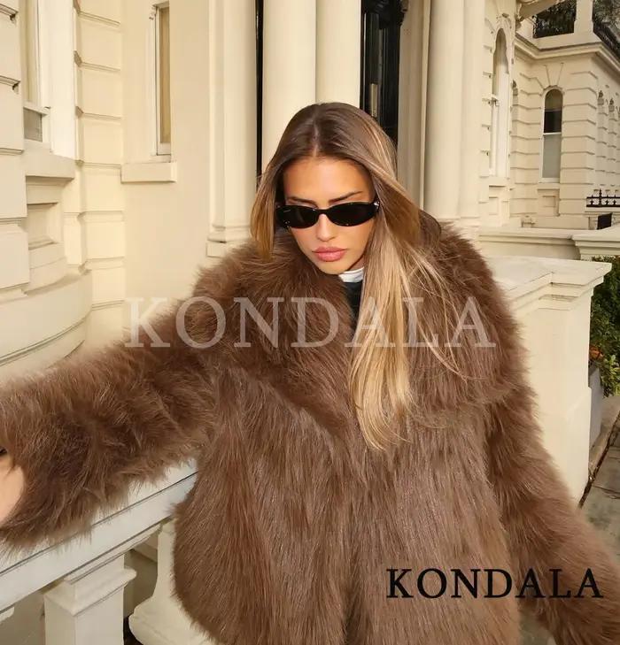 Manteau en fausse fourrure vintage ample pour femmes style high street automne hiver chaud et décontracté occasions spéciales et quotidienne