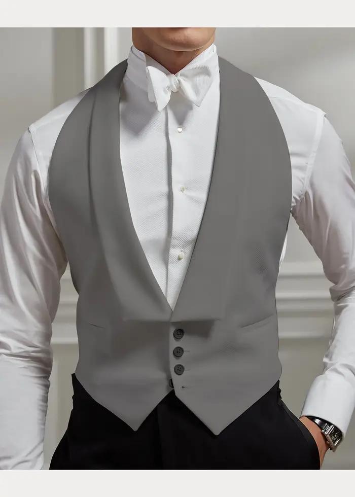 Gilet homme revers de mariage simple boutonnage deux poches coupe ajustée veste sans manches homme g