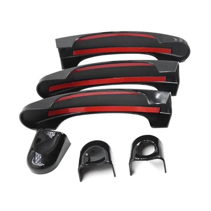 Couvercle de poignée de porte de voiture en fibre de carbone, noir brillant, garniture pour Volkswag