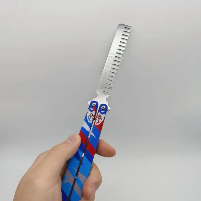 Jouet artisanal couteau Balisong Valorant 23cm modèle métal non tranchant pour formation et collection jeu occasionnels