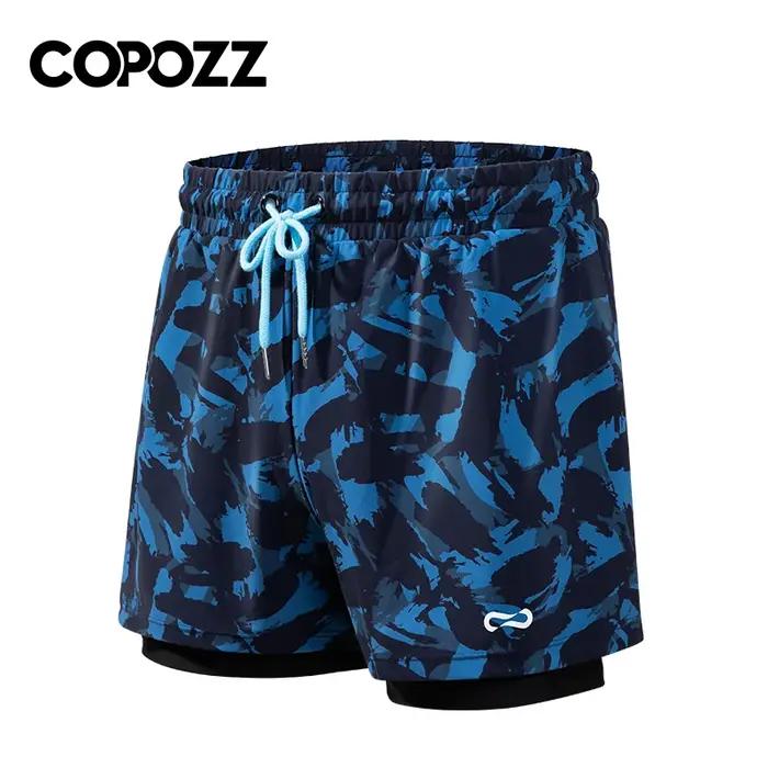 COPOZZ – maillot de bain pour hommes, culotte de plage, cordon de serrage, taille élastique, grande