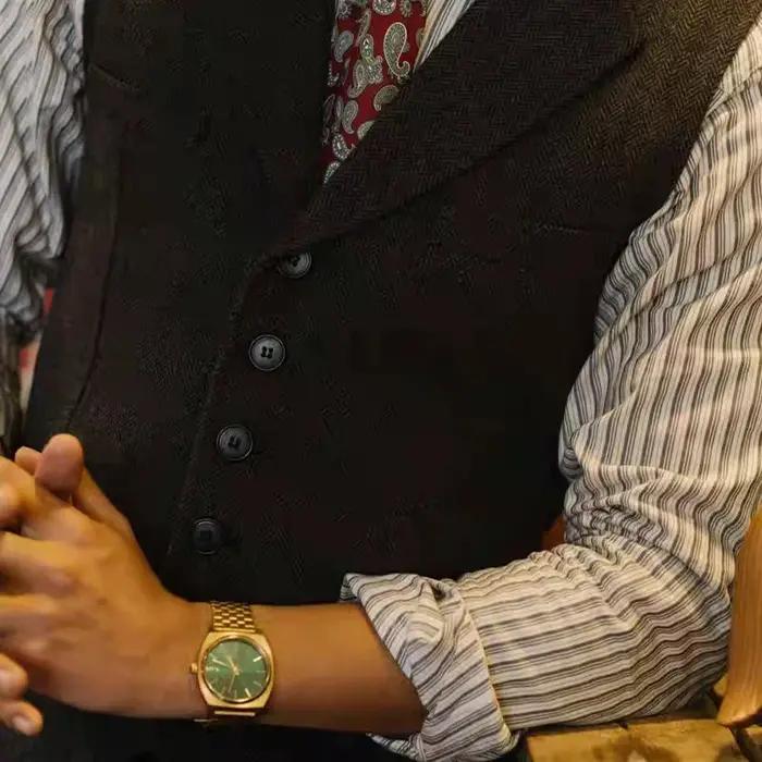 Peaky Blinders britannique rétro Dandy hommes d'affaires coupe ajustée à chevrons costume gilet décontracté formel
