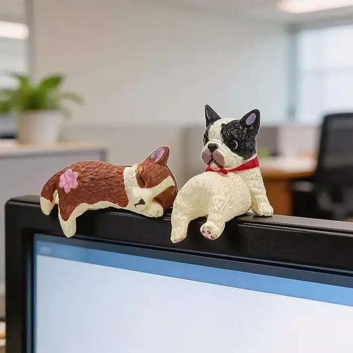 Figurines de chien adorables résine multicolore pour décoration de voiture ou bureau cadeau occasionnel