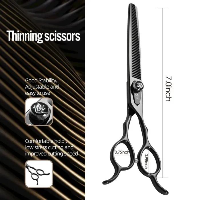 Fenice JP440C acier professionnel noir canin ciseaux de coiffure droit plus mince courbé Chunker toi