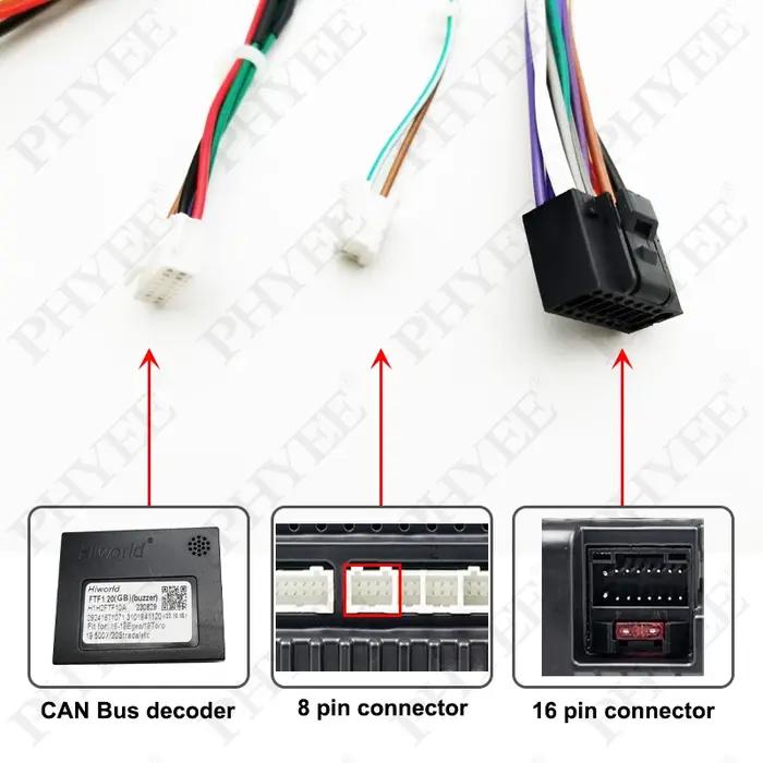 Décodeur de bus CAN de harnais mini-ISO, rétention SWC RCA P&P 16 broches Android, pour Fiat 500 200