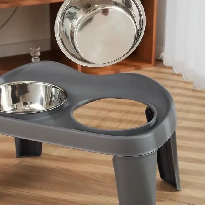 Bol pour chien en acier inoxydable, grande capacité, bol à nourriture pour chien détachable, pliable, double bol, bol surélevé pour chat