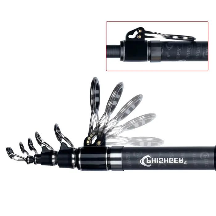 Canne surfcasting télescopique PHISHGER 3.6-5.3m - Power 80-150g carbone 30T pêche rivage mer