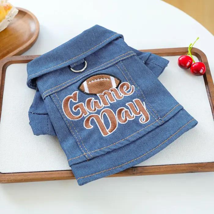 Veste en jean pour animaux de compagnie pour le jour du match - Marron