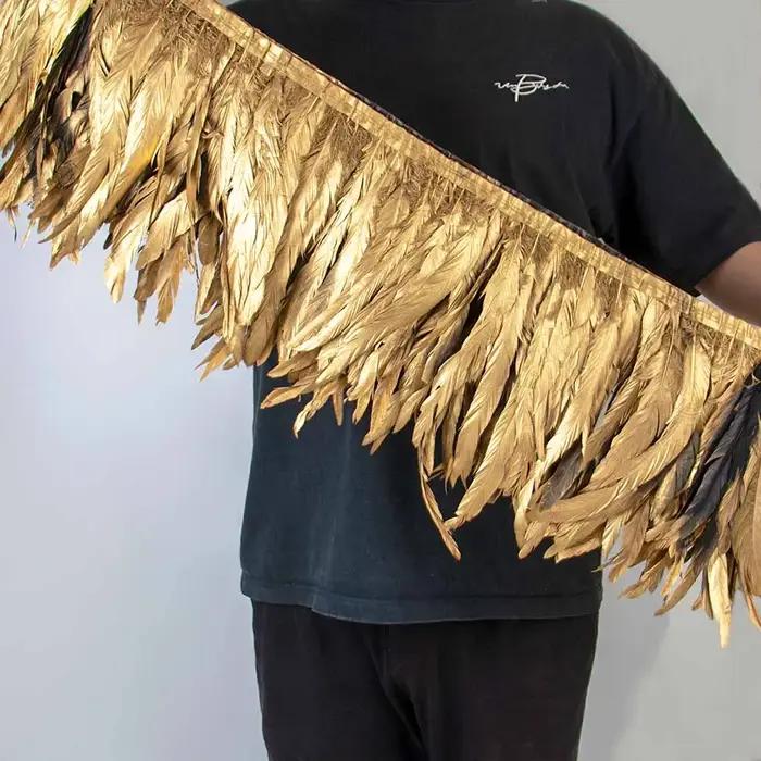 Garnitures de plumes de queue de coq bleue de 1/10 mètres, pour travaux d'aiguille et artisanat de bricolage, franges de plumes pour vêtements, accessoires de carnaval