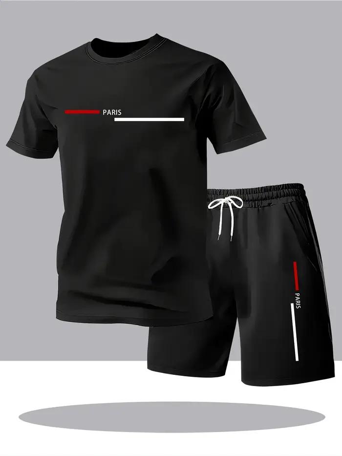 Nouvel ensemble de vêtements de sport pour hommes, short et t-shirt décontractés, respirant, moderne