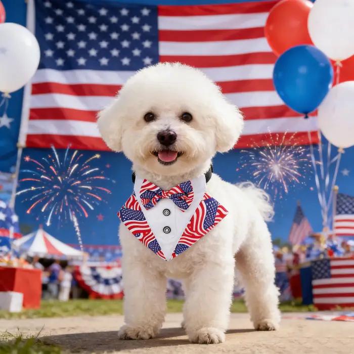 Collier de smoking pour chien Sucado avec drapeau américain et nœud papillon