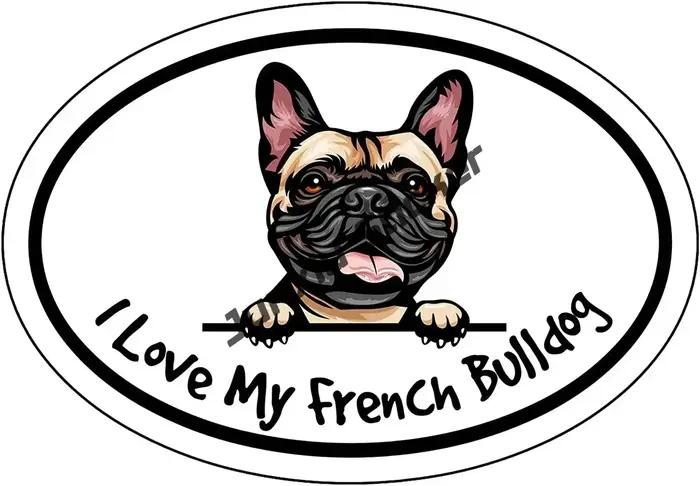 Dessin animé bouledogue français chien de compagnie vinyle décalque animaux autocollants j'aime mon