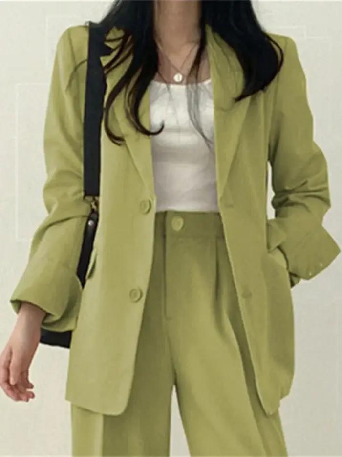 Nouveauté Printemps-Automne : Ensembles 2 Pièces Femme Style Coréen – Pantalon et Veste Élégante pour le Bureau