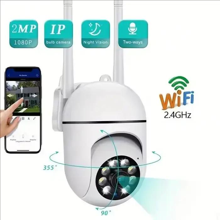 Caméra de sécurité extérieure A7 1080P WiFi PTZ avec zoom 4x et audio - Surveillance réseau sans