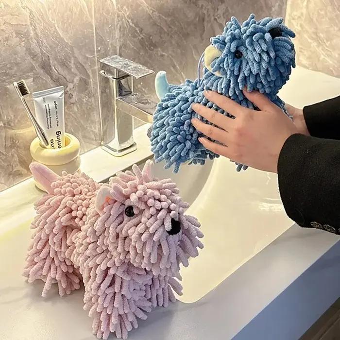 Serviette en chenille motif chiot douce et absorbante pour cuisine et salle de bain décoration mignonne pour la maison occasions spéciales à offrir