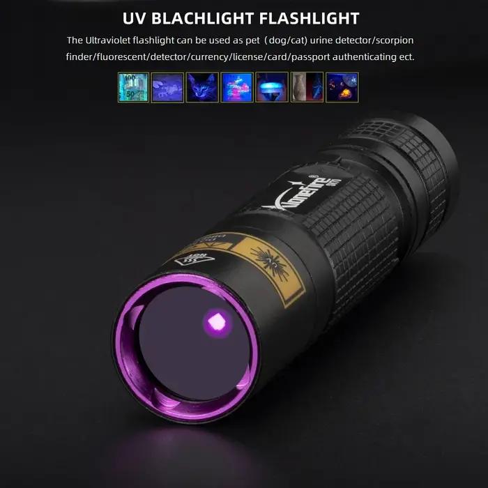 SV70 365nm stylo LED lampe de poche UV lumière noire torche Invisible argent Scorpion chat tinea mar