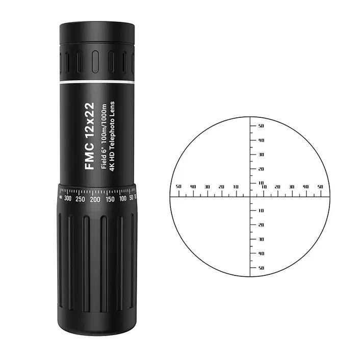Monoculaire HD 12x22 portable avec support téléphone - Télescope miniature pour observation ornithologique et chasse