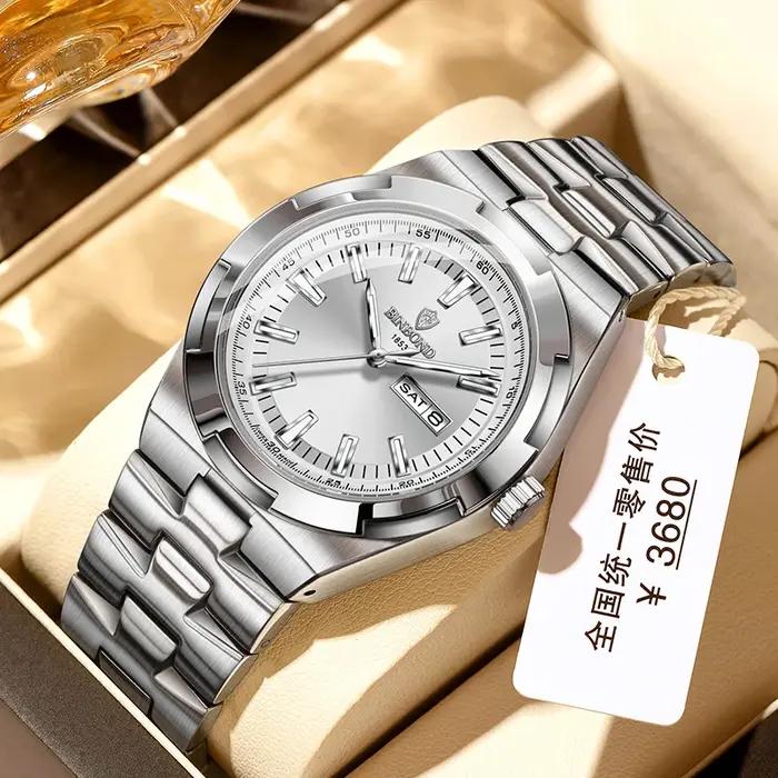 Montre homme BINBOND mode calendrier lumière nuit étanche acier affaires loisirs