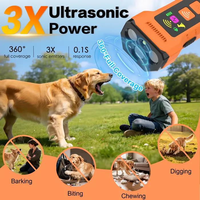 Répulsif pour chiens WXRPET, dispositif d'entraînement ultrasonique pour chiens, dispositif anti-aboiement rechargeable avec lampe torche LED