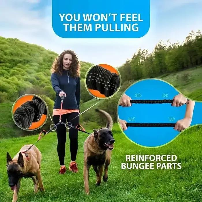 Double coupleur de laisse pour chien – Poignées rembourrées confortables