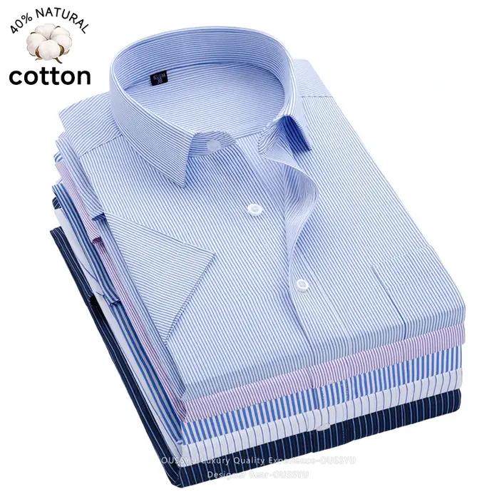 Chemise professionnelle rayée à manches courtes pour homme