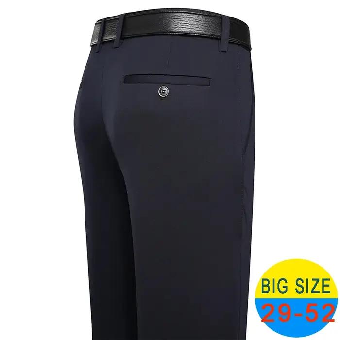 Pantalon costume homme stretch printemps été décontracté affaires formel classique marine taille 46 48 grande taille