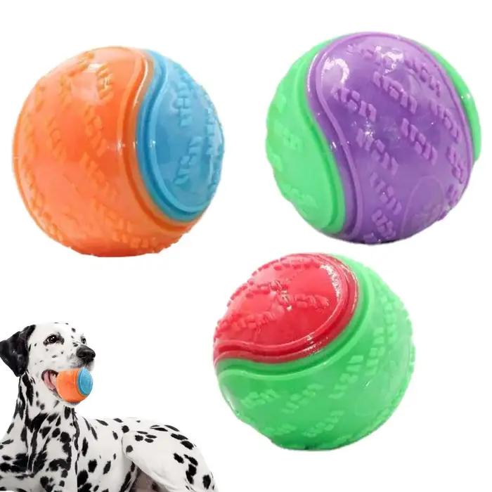 Balle d'entraînement pour chien, 3 pièces, jouets couineurs pour petits chiens, balle pour nettoyer les dents, jouets à mâcher pour chiots, balles d'entraînement en plein air pour animaux de compagnie